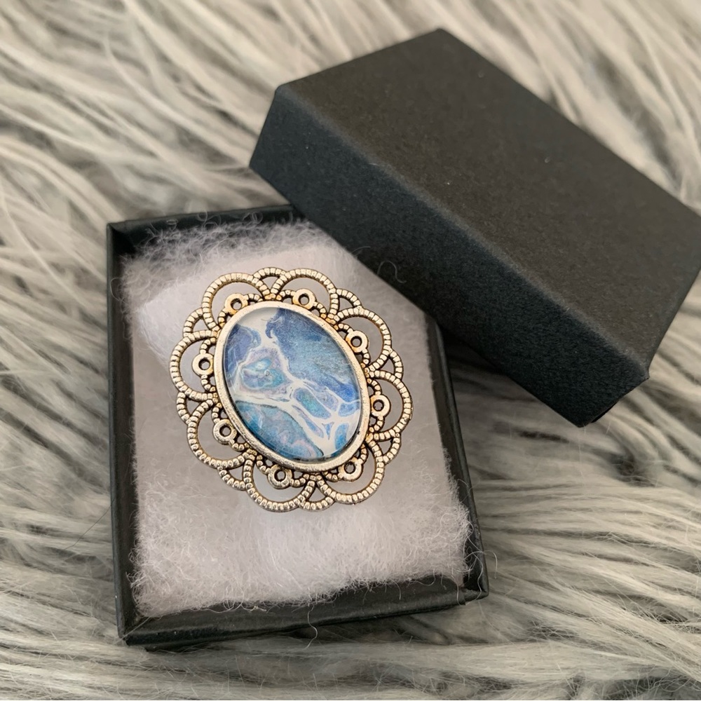Handmade Fluid Art Ring-Surfers Wedding